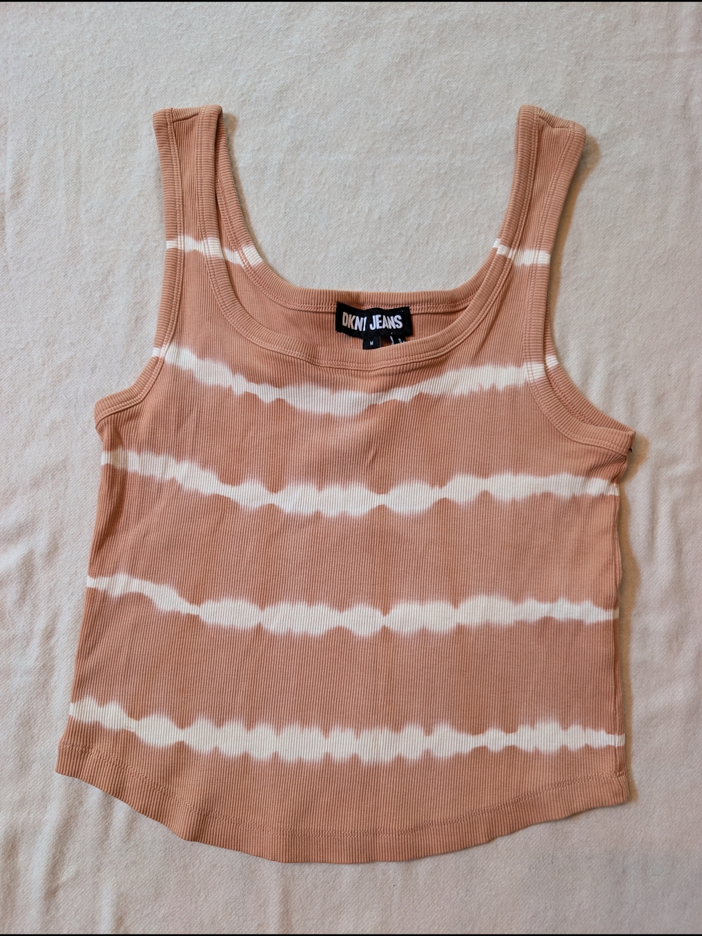 Dkny Women's Ribbed Tank Top - Peachy Brown Tie-Dye